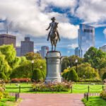 George Washington Monument at Public Garden in Boston, Massachusetts.