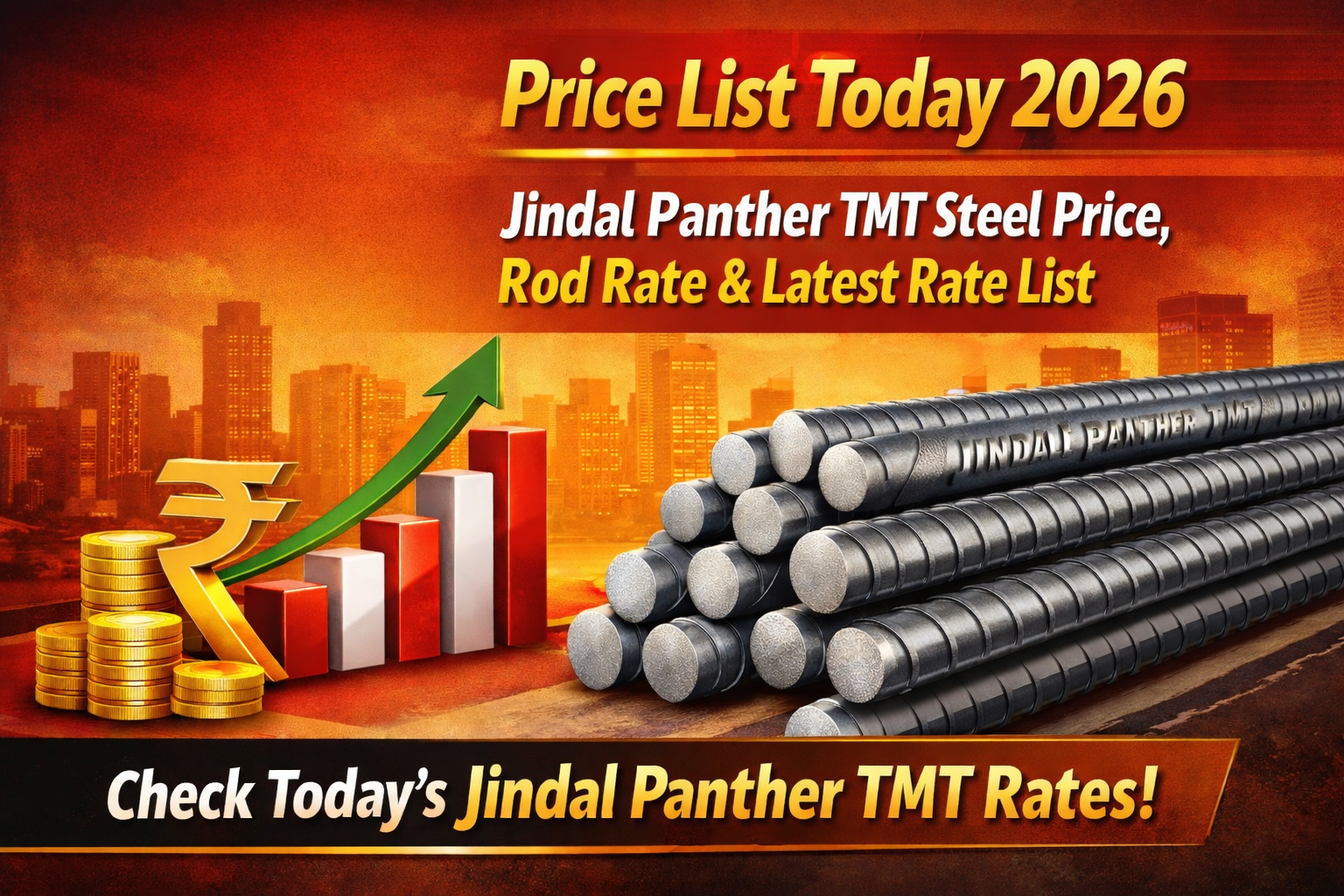 Jindal Panther Price List Today 2026 – Jindal Panther TMT Steel Price, Rod Rate & Latest Rate List