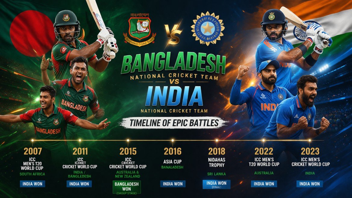 Bangladesh National Cricket Team vs India National Cricket Team Timeline