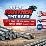 Jindal Panther TMT Bars – Latest Price List 2026, Weight Chart, Sizes & Grades (Fe500D / Fe550D)