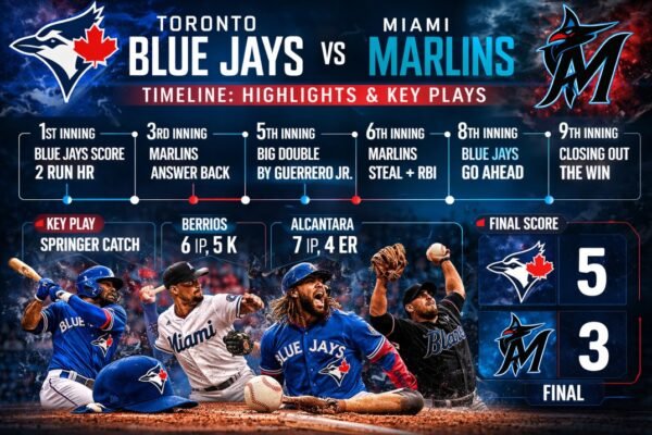 Toronto Blue Jays vs Miami Marlins Timeline