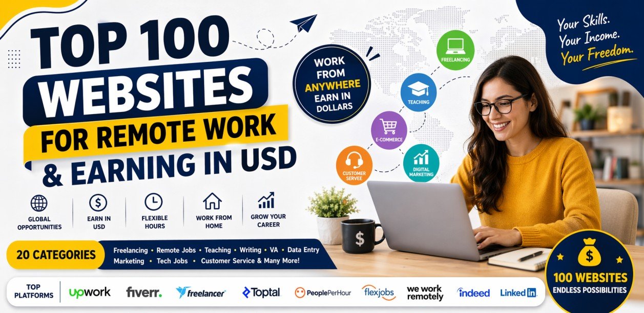 Top 100 Websites for Remote Work & Earning in USD (Complete Guide)