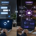 AI agents vs chatbots comparison showing conversational AI and autonomous task automation