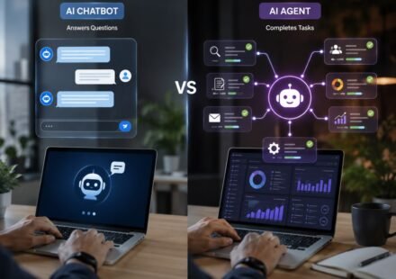 AI agents vs chatbots comparison showing conversational AI and autonomous task automation