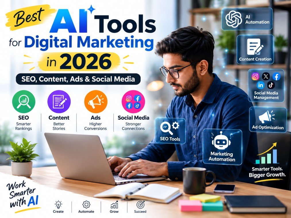 Best AI Tools for Digital Marketing in 2026: SEO, Content, Ads & Social Media
