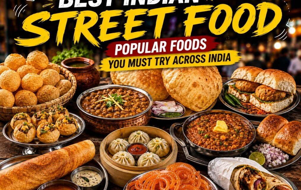 Best Indian street food including golgappa vada pav chole bhature and dosa