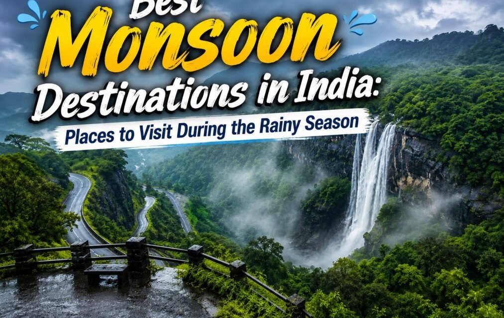 Best monsoon destinations in India with green hills waterfalls and rainy landscapes