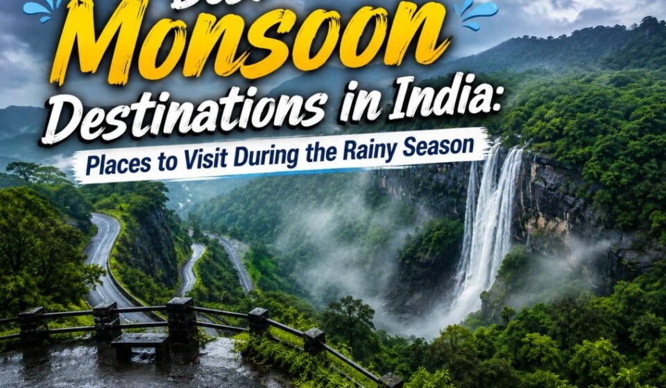 Best monsoon destinations in India with green hills waterfalls and rainy landscapes