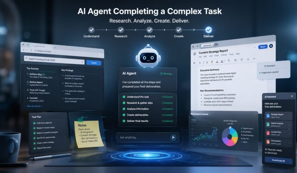 ChatGPT Agent Mode completing a multi-step research task using a virtual browser