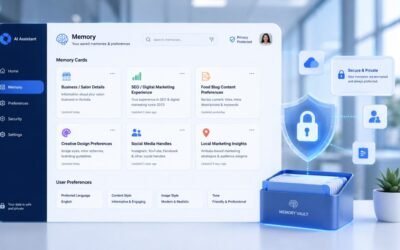 Illustration showing ChatGPT Memory storing user preferences securely for personalized AI conversations.