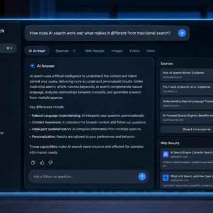 ChatGPT Search showing AI-generated answers with web sources and citations