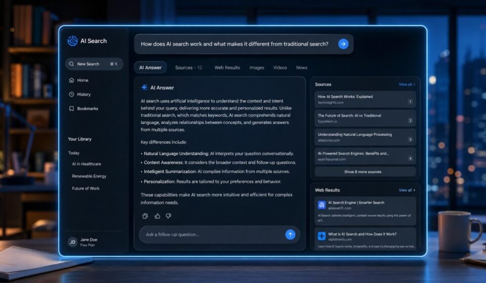 ChatGPT Search showing AI-generated answers with web sources and citations