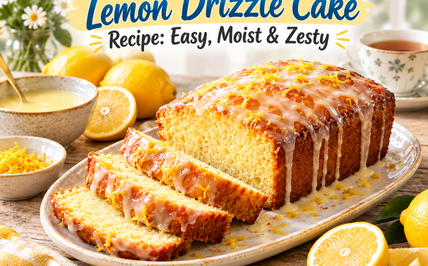 Lemon Drizzle Cake Recipe: Easy, Moist & Zesty